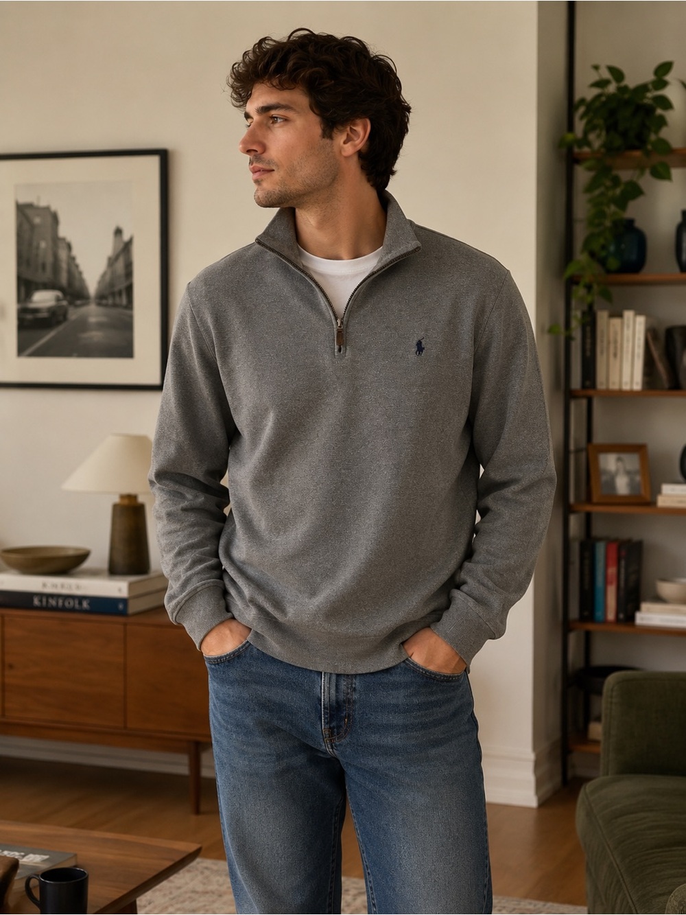 Polo Ralph Lauren Men’s Gray Quarter-Zip Polo Pullover Size L
